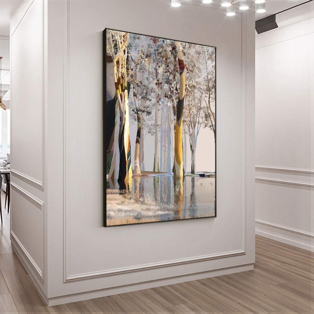 Pittura astratta alberi colorati su tela moderna pianta nordica poster e stampe arte della parete soggiorno camera da letto decorazioni la casa