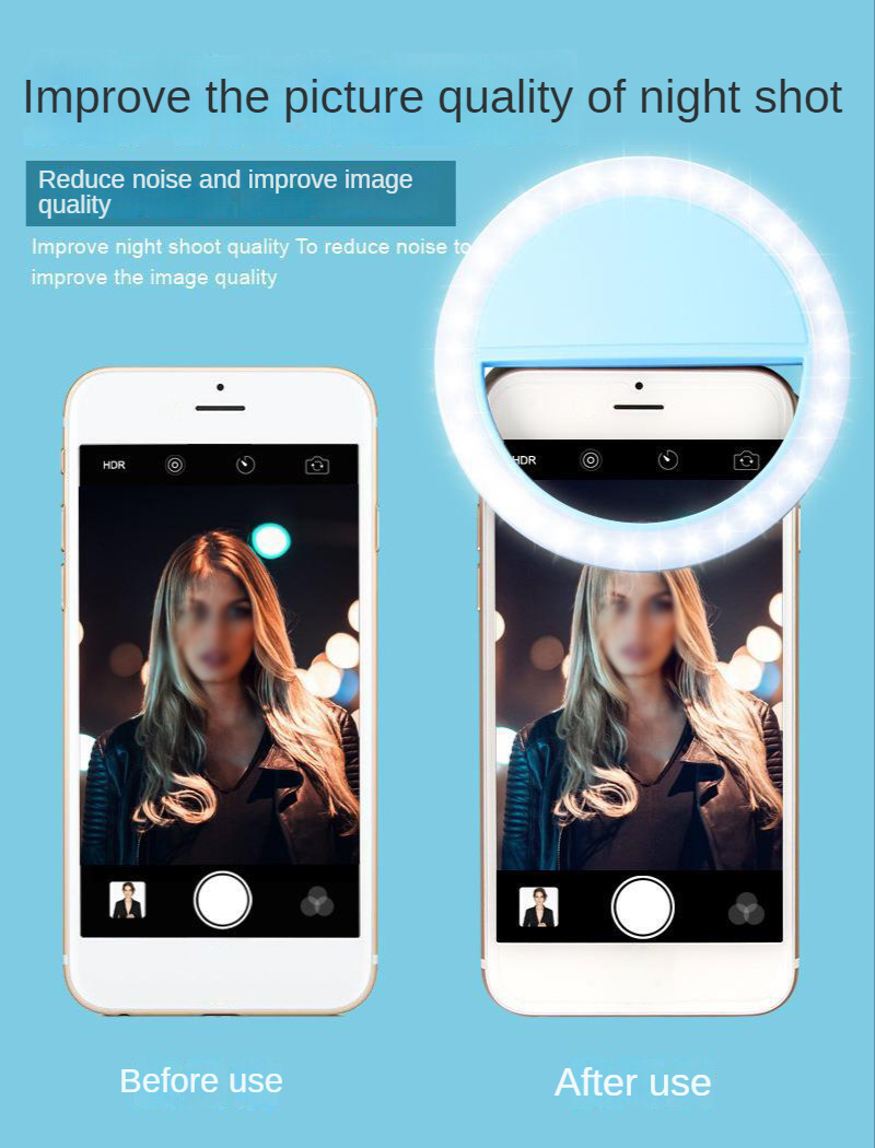 RK12 Telefoonvulling Licht LED Selfie Ring Licht Flashlamp Oplaadbare universele draagbare camerafoto live streaming RK 12