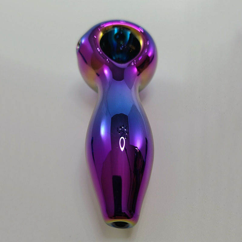 Latest Cool Colorful Rainbows Thick Glass Pipes Portable Design Spoon Bowl Dry Herb Tobacco Filter Bong Handpipe Handmade Oil Rigs Iridescent Smoking DHL Free