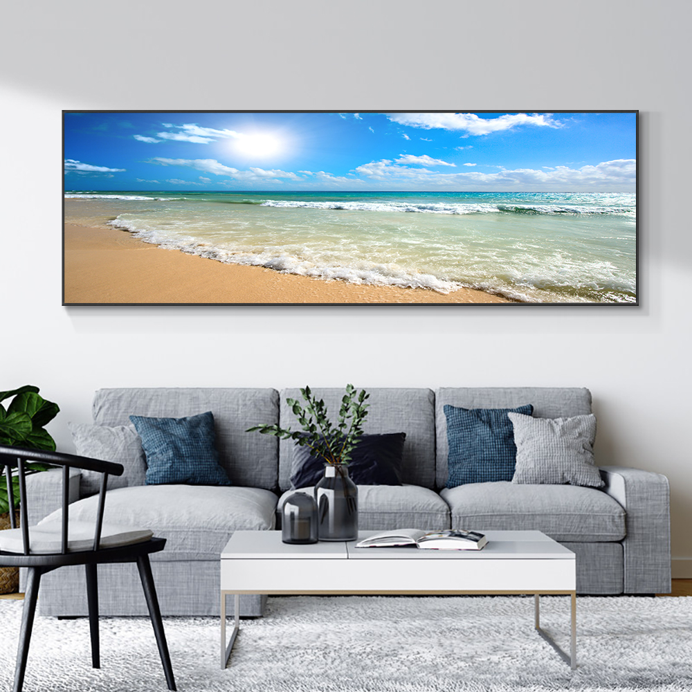 Bella spiaggia e onde del Mar dei Caraibi dipinto astratto paesaggio marino su tela poster e stampe Wall Art la decorazione della parete di casa
