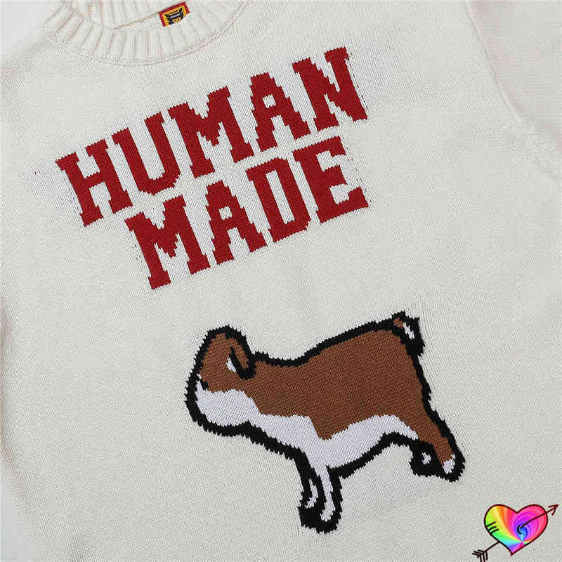 Herrtröjor 2022 Human Made Dog tröja män kvinnor 1 1 kvalitet jacquard stickad människa gjorde tröja crewneck casual bomullsavdragen T220906