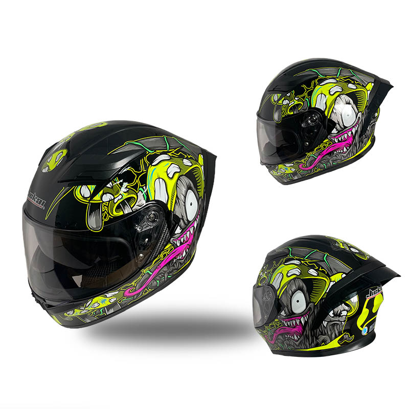 Jiekai Motorcycle Racing Personality Helmet Four Seasons Mężczyźni i kobiety podwójne soczewki pełny hełm 6290998