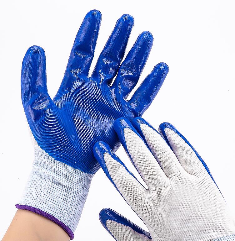 Guantes de hombre sitio de protección laboral trabajo resistente al desgaste antideslizante impermeable goma línea blanca guantes entero246L