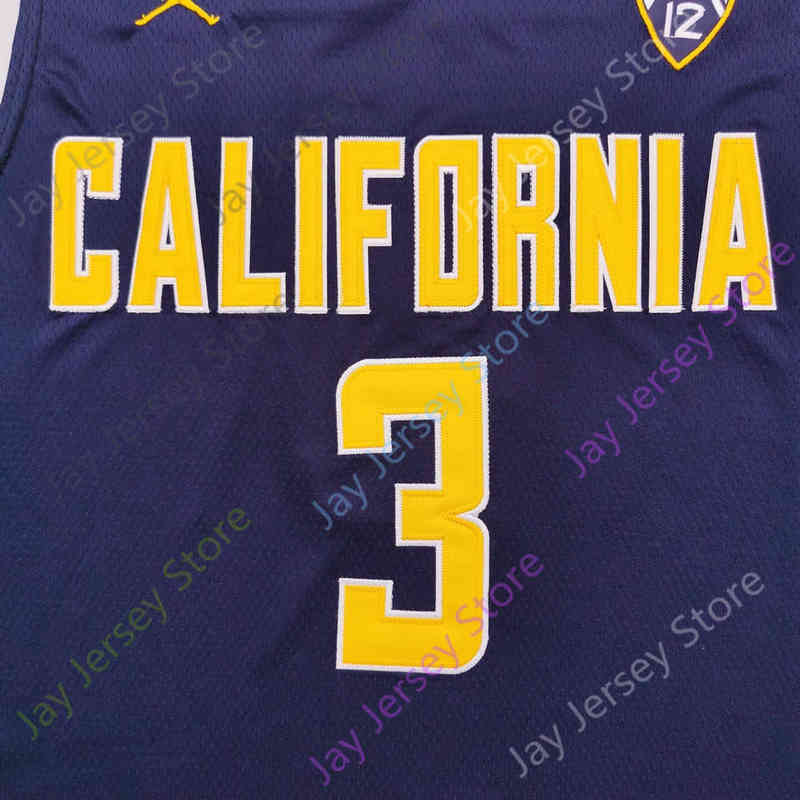 셔츠 2020 New NCAA California Golden Bears Jerseys 3 Randle College 농구 저지 해군 사이즈 청소년 성인 All Stitched 자수