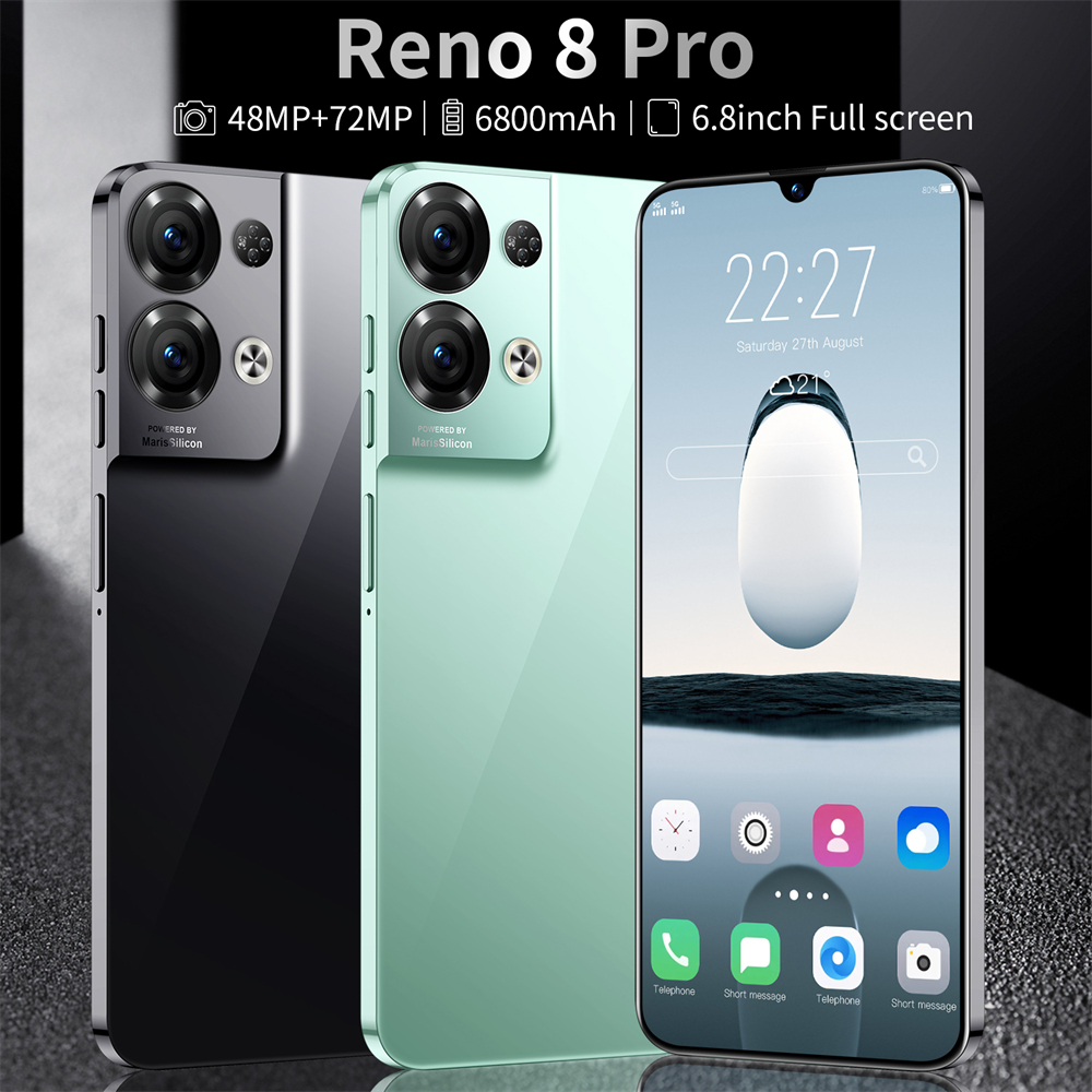 Tienkim Smartphone Reno8 Pro Phone Propected Global الإصدار 6.8 بوصة 16 جيجابايت 512 جيجابايت بطاقة مزدوجة ذاكرة كبيرة 10 النوى