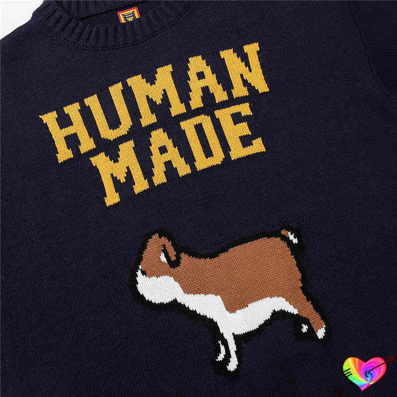 Herrtröjor 2022 Human Made Dog tröja män kvinnor 1 1 kvalitet jacquard stickad människa gjorde tröja crewneck casual bomullsavdragen T220906