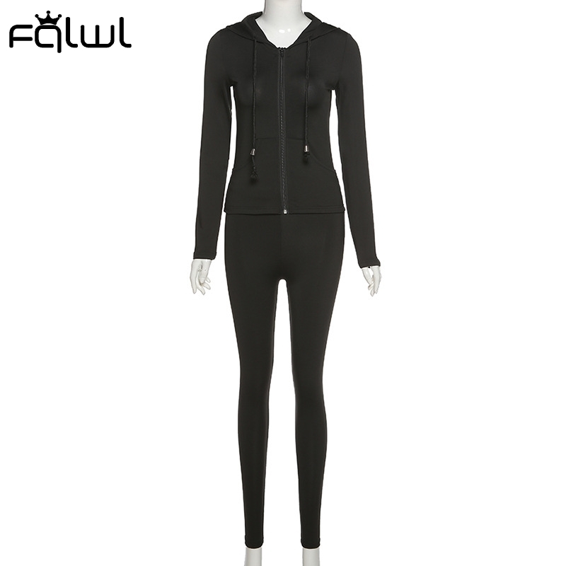 Dwuczęściowe spodnie damskie Fqlwl Streetwear Fall Felts Dopasowywanie zestawów Bluzy Leggings Sweatsuit Ladies Tracksuit żeńska 220907