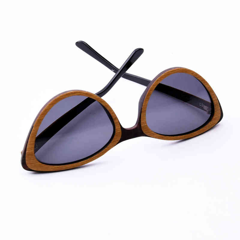 Солнцезащитные очки кошачьи глаз солнцезащитные очки классические деревянные женские женские бокалы для дизайна моды поляризованные линзы черный кленовый бамбуковый рамка с корпусом T220831