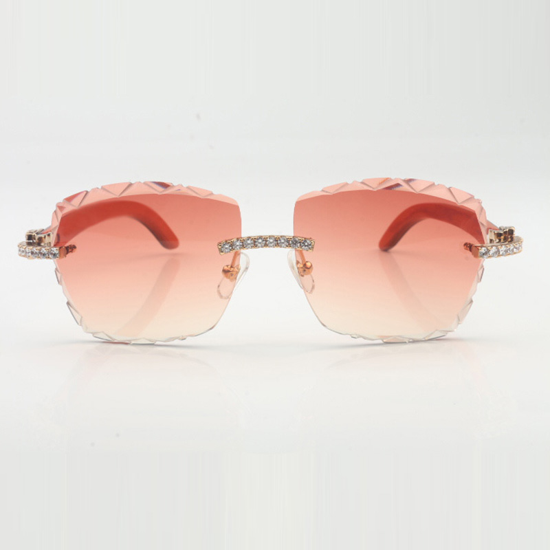 Endless diamond Sunglasses 3524028 with Natural orange wood legs and 58mm Cut Lens Thickness 3.0mm