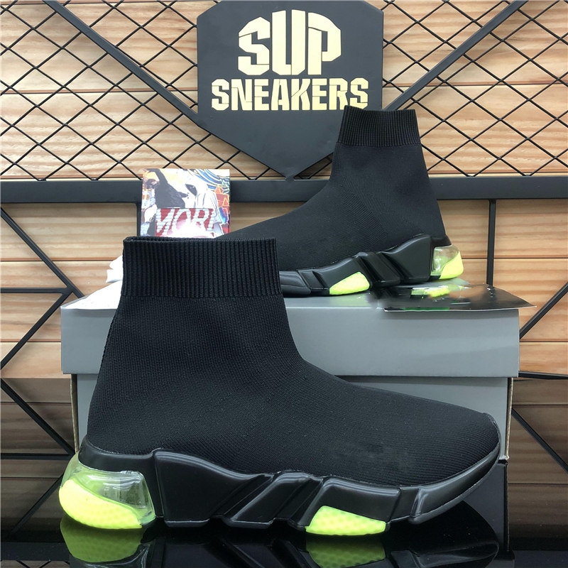 Mode paris strumpa fritidsskor män kvinnor Platformade designersneaker Slip-On speed trainer svart vit luftsula utomhussneakers Andas topp plattformsstövlar sko