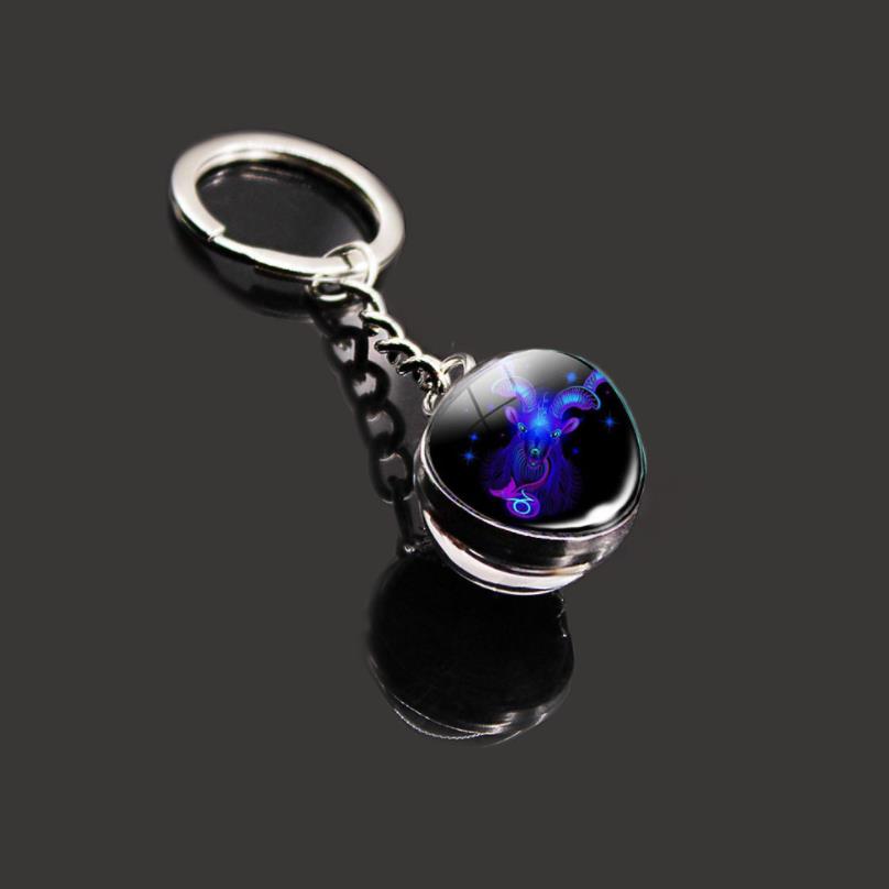 Party Favor 12 Constellation Time Gem Klucz wisiorek podwójny szklany metal metalowy klucz Charm ślub łańcucha Bluckle Bircle Birthday VA6673362