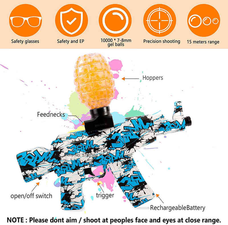 Gun Toys 2022 Electric AK47 Airsoft Splatter Ball Gel Blaster MP5 Toys