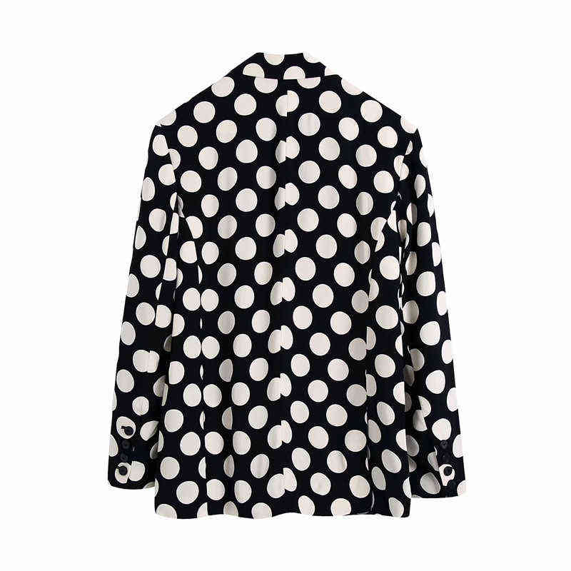 Survêtements Femme Élégant Noir Slim Polka Dot Blazer Costume 2022 Printemps Dames Taille Haute Flare Pantalon Costumes Dames Streetwear Ensembles 0906