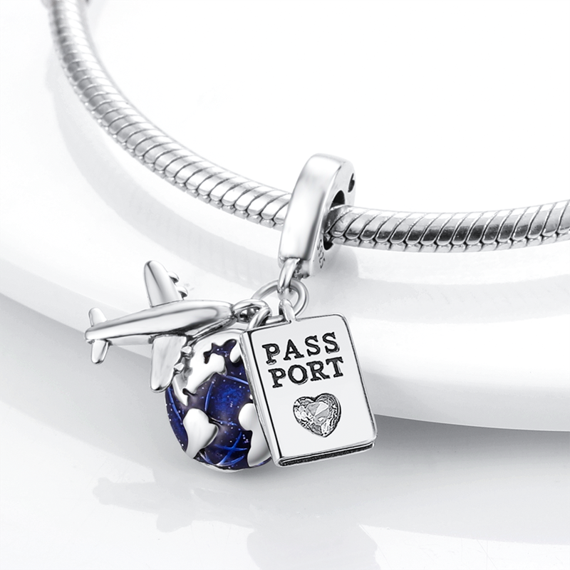 Charm-Perlen aus 925er-Silber, baumelnd, Flugzeug-Reise-Absolventen-Charm, Mutter-Liebesengel-Perle, passend für Pandora-Charm-Armbänder, DIY-Schmuckzubehör