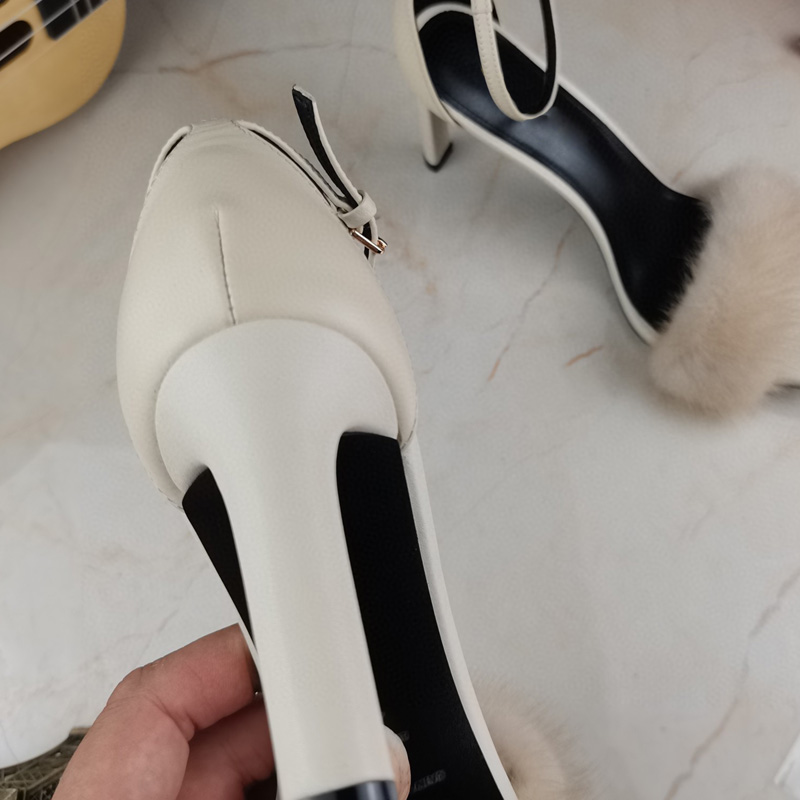 2022 nuovissimi capelli di visone firmati sandali con tacco alto scarpe da donna in vera pelle di lusso moda scarpe con tacco di alta qualità 8,5 cm scarpe con tacco da donna sandalo taglia 34-42 con scatola