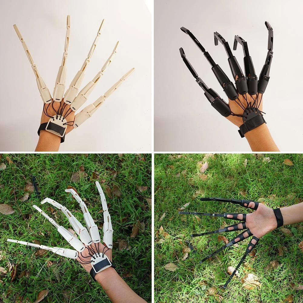 1 par de Halloween decoração de luvas de dedos articulados flexíveis engraçados complicado de brinquedo Faculdade de festa fantasma adereços de mão Modelo