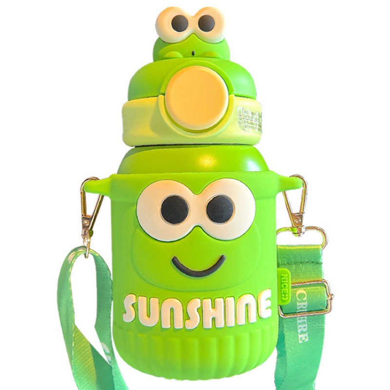 Bouteilles d'eau pour enfants 316 en acier inoxydable mignon paille tasse silicone tasses manchon dessin animé