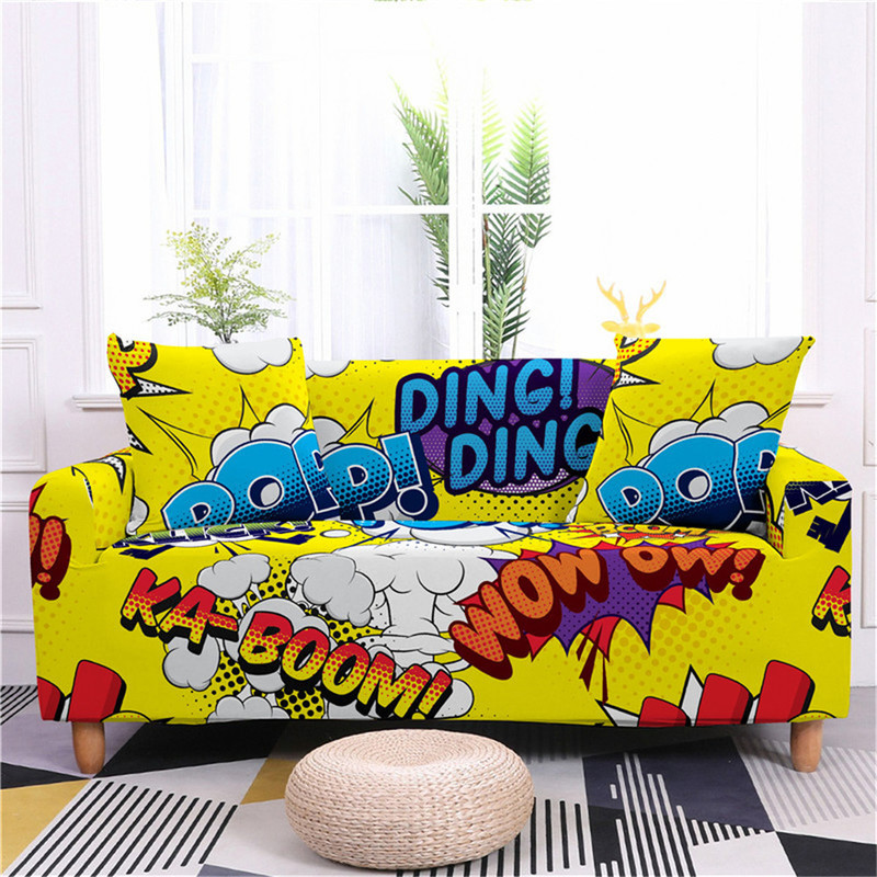 Chaves de cadeira Sofá de sofá de graffiti Slipcovers Slipcohing para a sala de estar Removível e lavável desenhos animados 1 2 3 4 lugares 220906