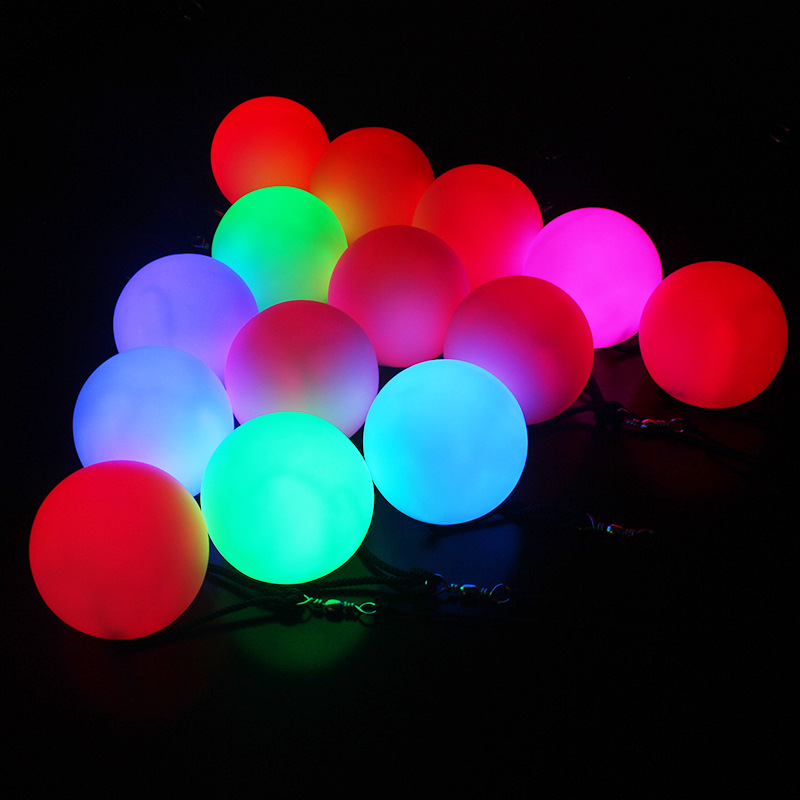 Novel Color Fitness Ball Led Light Up Toys Square Belly Dance Throw the Balls Hanging Rope Colorful Fitness Ball