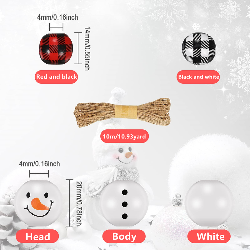 Outras festa de evento Supplies Christmas Wooden Bead Snowman Winter Wooden Bead Craft Loose com barbante para inverno Christmas DIY Garland Decor 220908