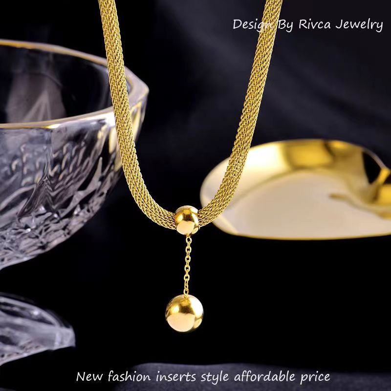 Collier en or boule personnalisé personnalisé clavicule titane chaîne en acier diamant bijoux designer bijoux de mode en couches Wome272z
