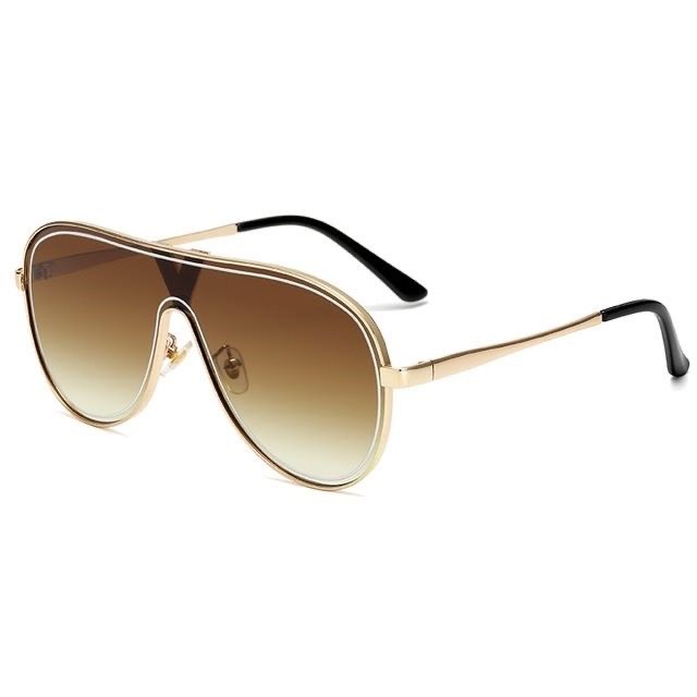 designer brand classic pilot sunglasses fashion women sun glasses UV400 gold frame green mirror lens with box