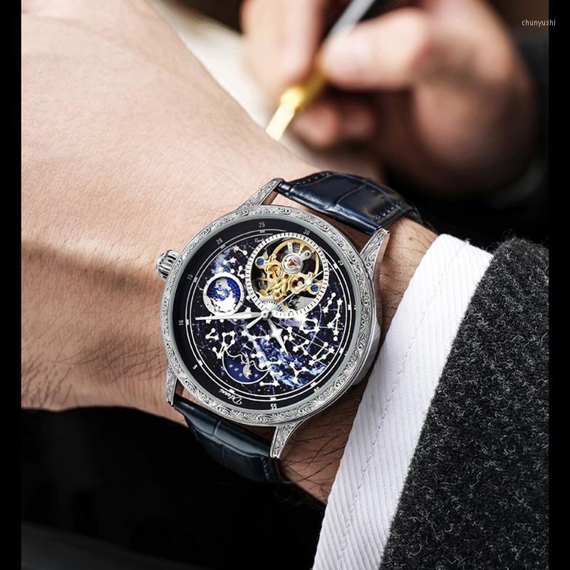 Zegarek na rękę Planet Tourbillon Mechanical Watch for Men Luksusowe zegarki ze stali nierdzewnej Automatyczne zegarki Man Business Casual Waterproof MA224O