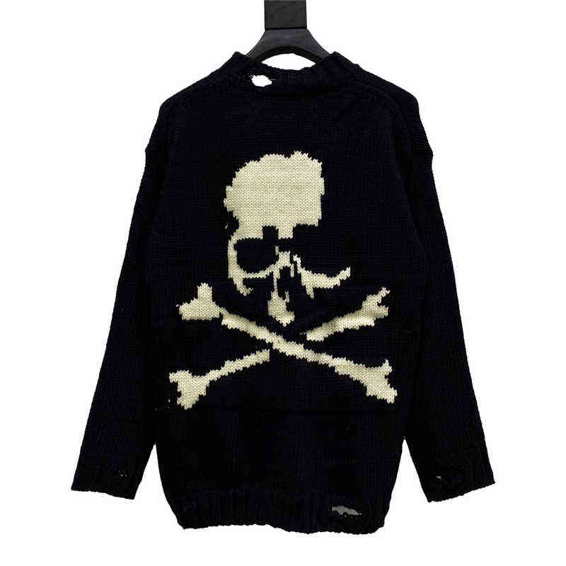 Мужские свитера Лучшее качество Mastermind World Sweater Men 1 1 Broken Hole Skeleton Skull Mastermind Япония Свитера MMJ Женские пуловеры T220906