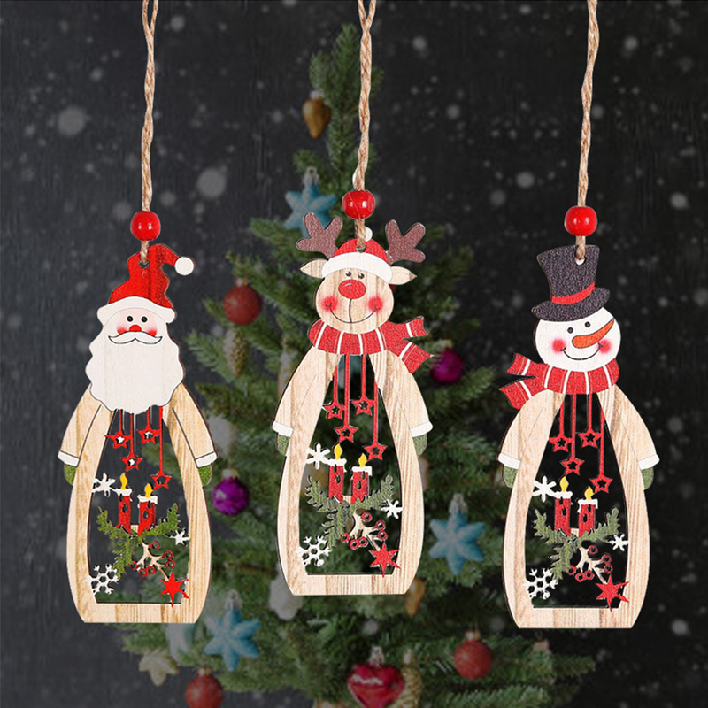 Autres Fournitures De Fête D'événement En Bois Décoration De Noël Père Noël Pendentif Suspendu DIY Arbre De Noël Année Décor À La Maison Cadeaux Ornements Drôles 220908