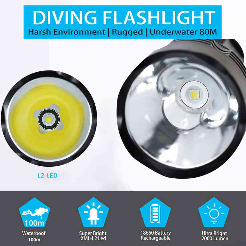 Lampe de poche LED de plongée professionnelle éclairage sous-marin IP68 étanche Figure Dive Light 5 modes d'éclairage pour les activités de plongée J220713