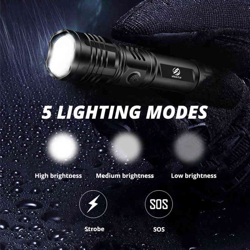 4コアP50トーチアンチフォールアルミニウム材料5照明モードの強力なLED懐中電灯アドベンチャーJ220713用の伸縮ズームズーム