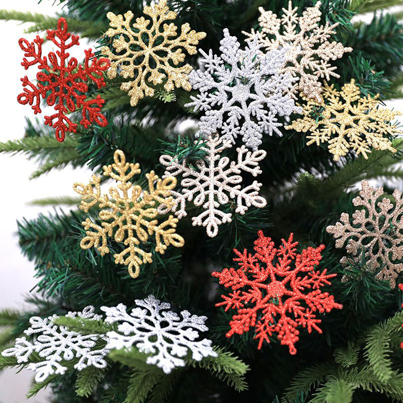 Decoraciones navideñas 24 piezas Árbol de Navidad Decoraciones de copos de nieve Adornos de copos de nieve de plástico Árbol de Navidad del país de las maravillas Copo de nieve colgante 220908