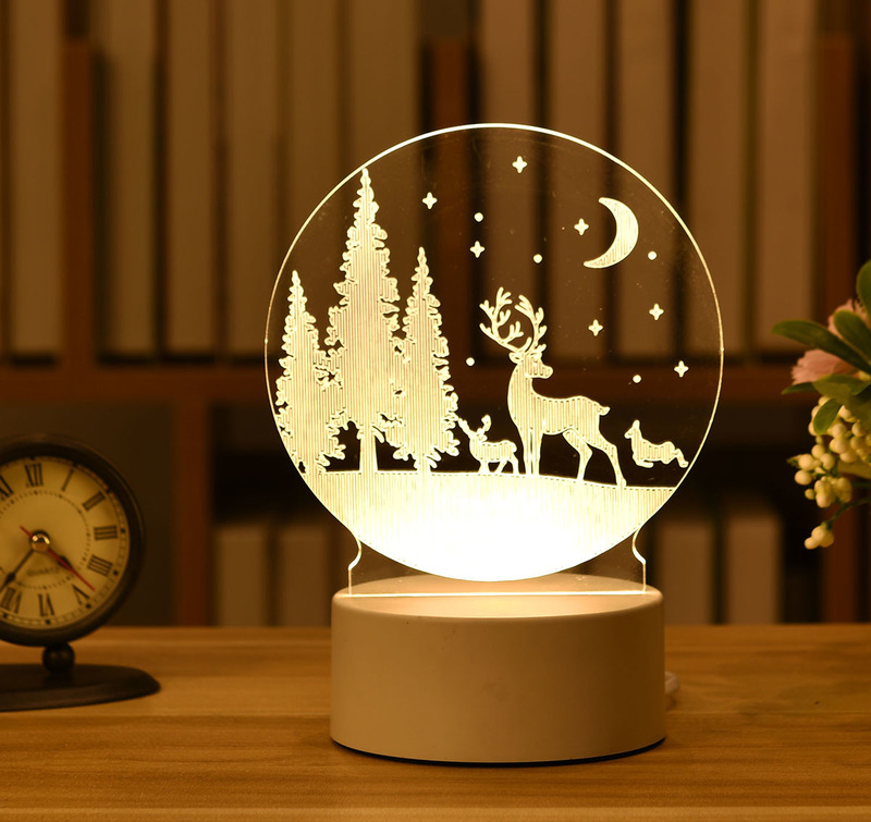 Украшение вечеринки Акрил USB Night Light Рождественские украшения для домашних деревьев, рождественские 3 -й рождественский подарок Navidad Год домашнего декора Гарленда 220908