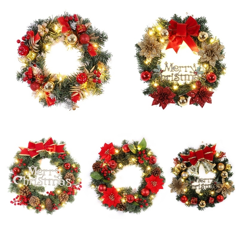 Faux Floral Greenery Led Light Christmas Wreath Wrinal