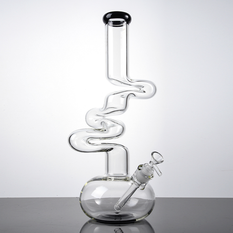 Em estoque, bico exclusivo Bongo Ziggy Dab Rigs Big Bongs de 16 polegadas de altura Hookahs espessos tubos de ￡gua de vidro de vidro colorido colorido para fumantes transparente com 18 mm de po￧o de downlow difus