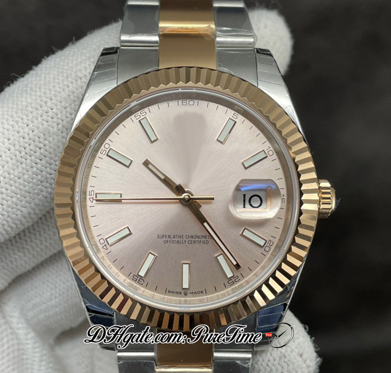 EWF tylko 126331 A3235 Automatyczna męska zegarek 41 Flanted Bezel Dwacie Rose Gold Champagne Stick Tide Ostersteel Bransoletka Super Edition Ta sama karta serialu Pureteme B2