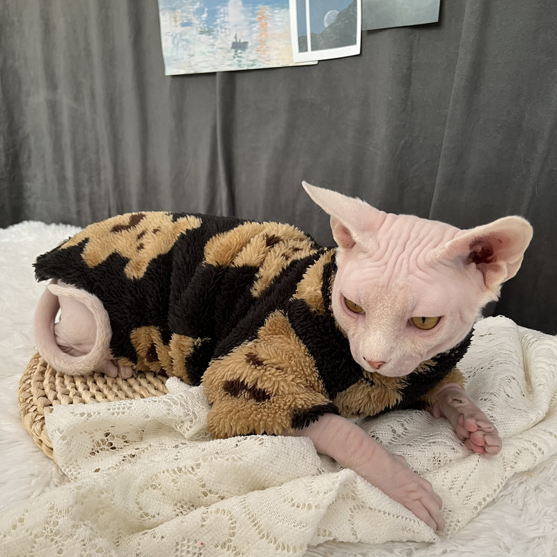 Sphynx Cat Clothes Hairless Cat Sweater Pet Jumper Winter Fashion  Thickening Warm Comfortable Winter Clothing For Cats Outfit