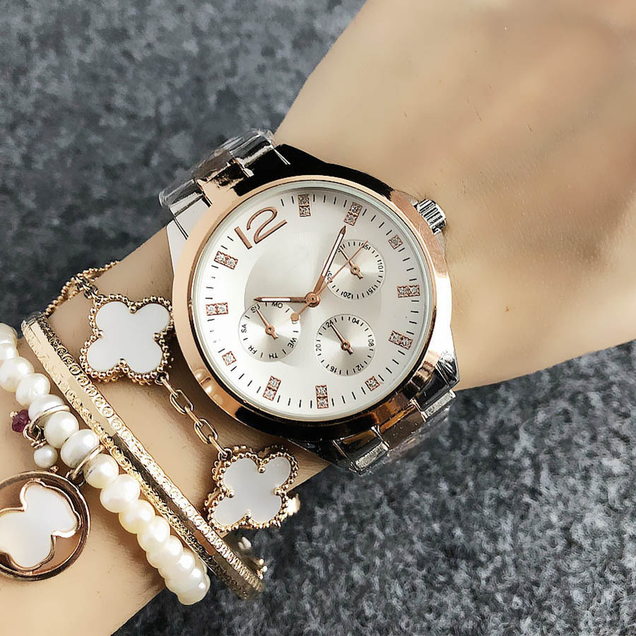 Kvinnors armbandsur mode full rostfritt stål rem kvarts titta på heta varumärke fritidsflickor klädklockor lady ladies datejust wristwatch