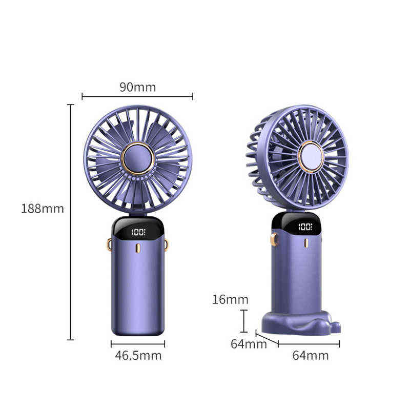 Electric Fans 2022 Newest USB Handheld Small Mini Portable Home Rechargeable Digital Display Folding Aromatherapy Hanging Neck T220907