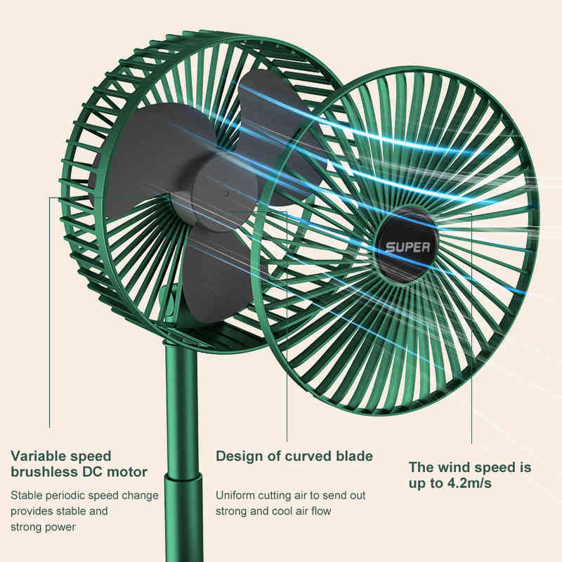 Elektrische ventilatoren USB draagbare oplaadbare ventilatorkantoor Huishoudelijke opvouwbare telescopische ventilator Lage Noise High Battery Life Standby Mini Electric Fan Nieuw T220907