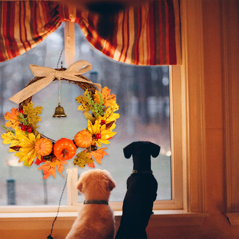 Faux Floral Greenery Artificial Pumpkin Maple Leaf Pines Wreath Halloween Decora￧￣o de Natal A￧￣o