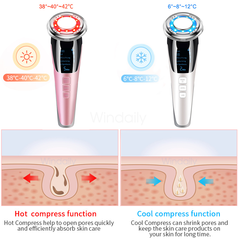 Face Massager 5 in 1 EMS Cool Led Light Therapy Trilling Wrinkle Rimoval Skin Trachering Care Beauty Device 220908