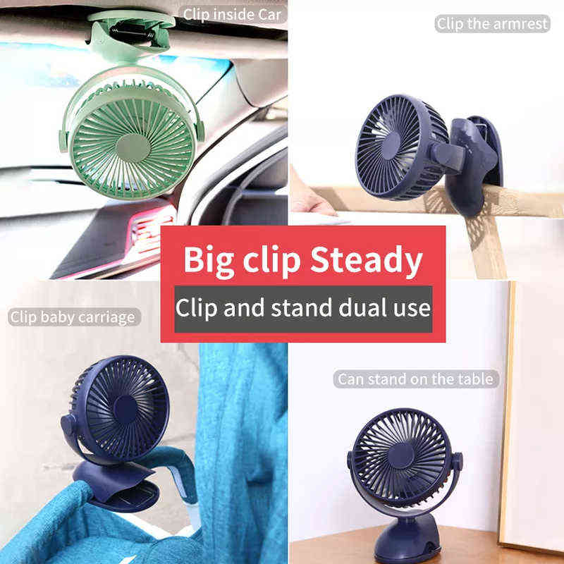 Electric Fans Mini Portable Usb Table Wireless Rechargeable 720 Adjustable Ventilator Clip-On Car Silent Cooling T220907