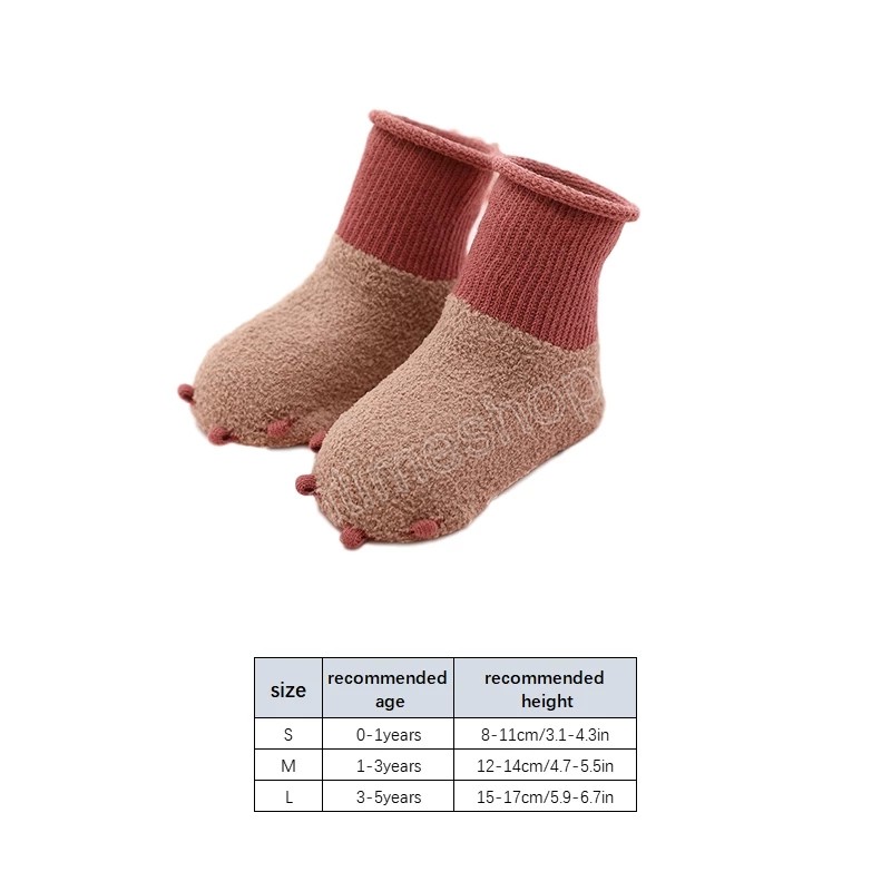 Cartoon Bear Paw Baby Socks Coral polar miękki gumowy przeciw poślizgowe skarpetki podłogowe dla dzieci dziewczęta zagęszcza ciepło zimowe skarpetki