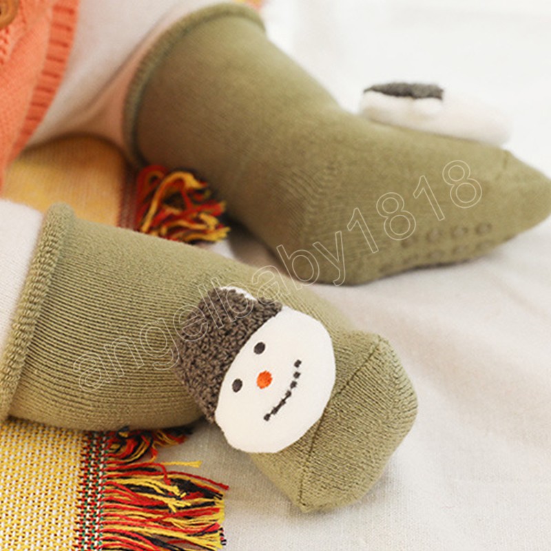 Süße Cartoon Baby Socken Weihnachten Neugeborene Jungen Mädchen Nicht-Schlupf-Socken Winter warmes Kleinkind Terry Socken Geschenk