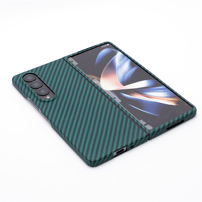 Custodie slim originali in fibra di carbonio aramide Samsung Galaxy Z Fold 4 con copertina rigida verde opaca