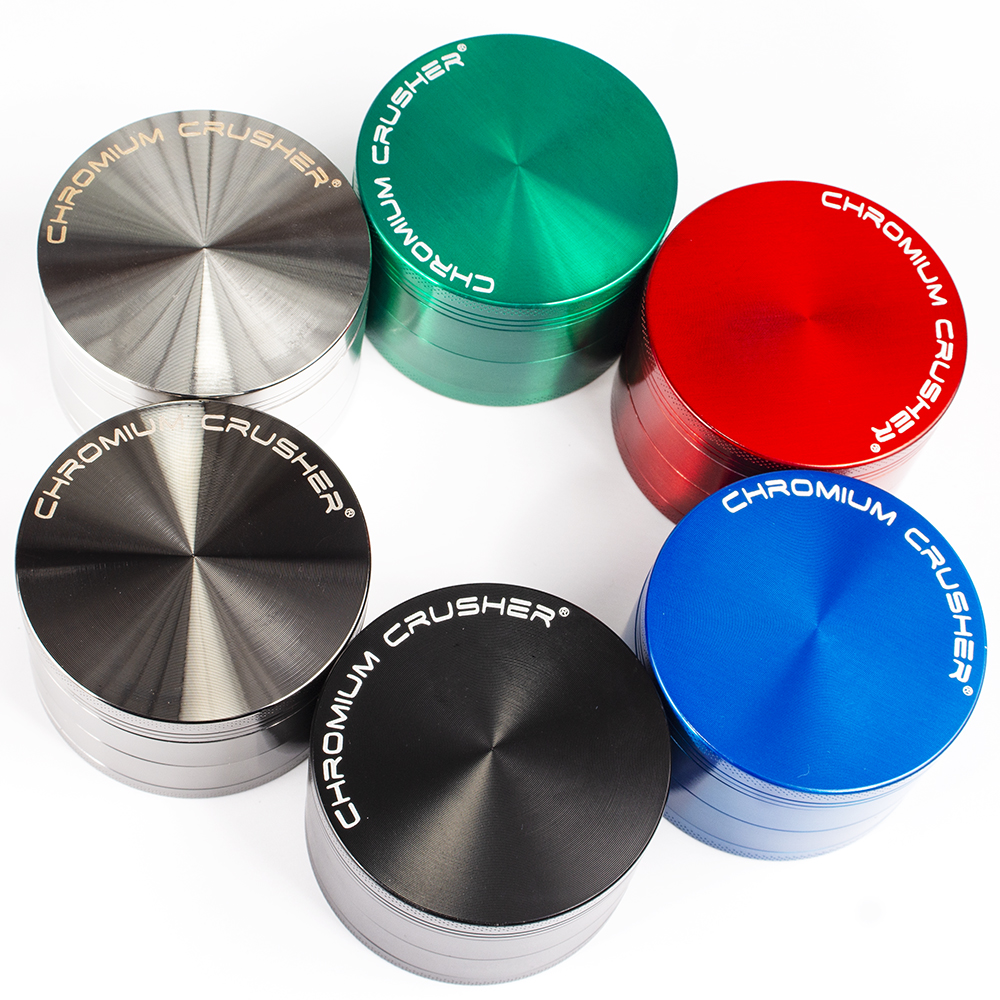 CHROMIUM CRUSHER Metal Zinc Alloy Grinders Herb Smoking 4 Layer Parts 40MM 50MM 55MM 63MM OD Tobacco Grinders DHL