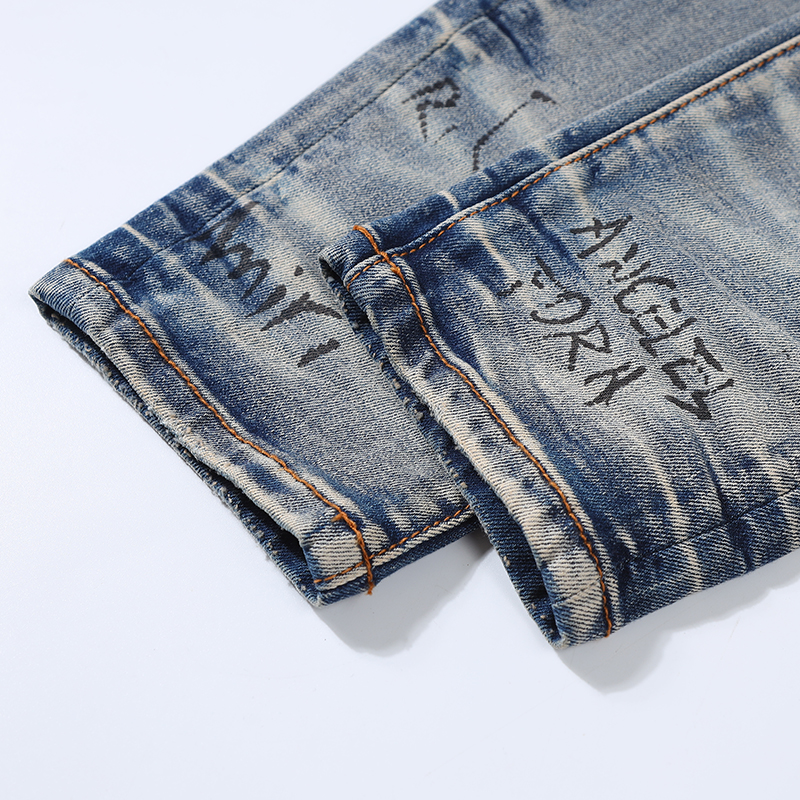 Trend di personalità dei jeans da uomo europei e americani Particelle di pittura di marca in denim Fashi