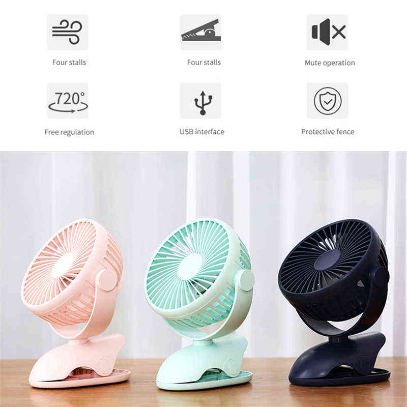 Electric Fans Mini Portable Usb Table Wireless Rechargeable 720 Adjustable Ventilator Clip-On Car Silent Cooling T220907
