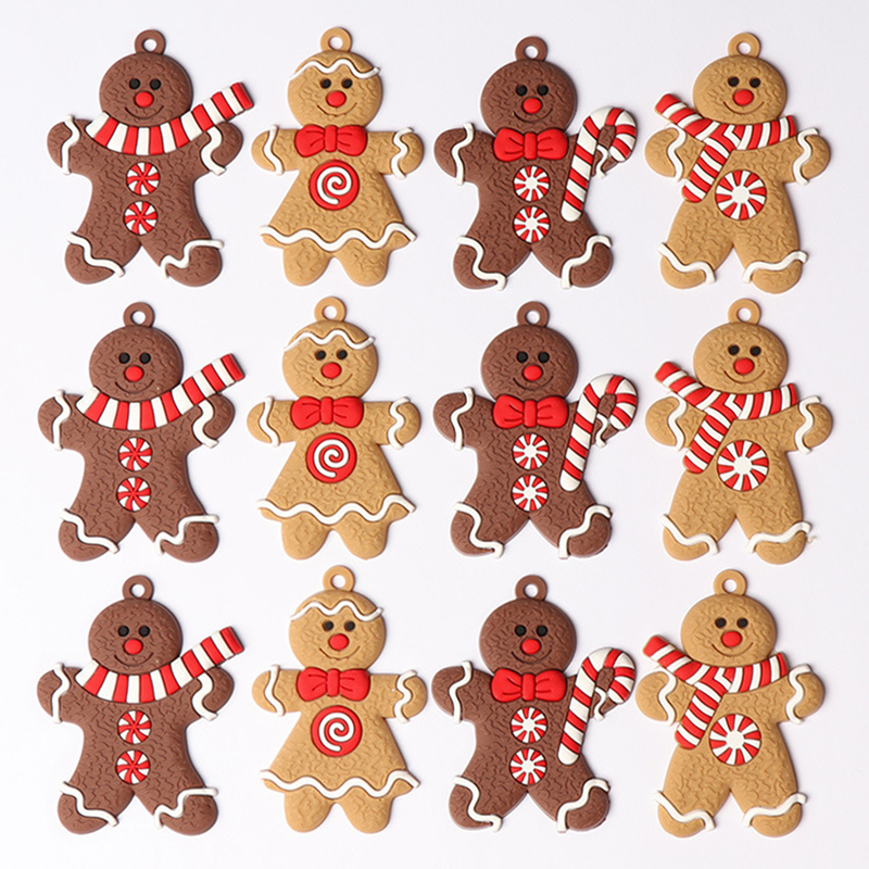 Andere Event Party Supplies 12 Stück Lebkuchen Weihnachtsbaum Ornamente Weihnachten Weiches PVC Männer Wohnzimmer Dekorationswerkzeuge Festival Home Dekoration 220908